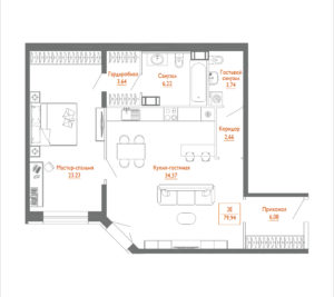 2 ккв (Евро) 80,5 м²