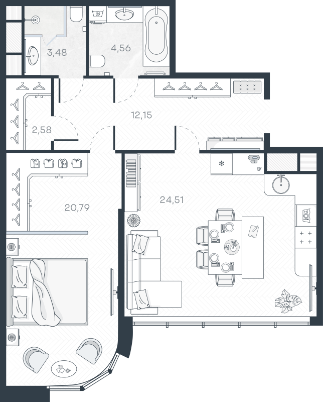 2 ккв (Евро) 68,1 м²