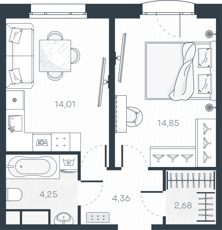 1 ккв 40,8 м²