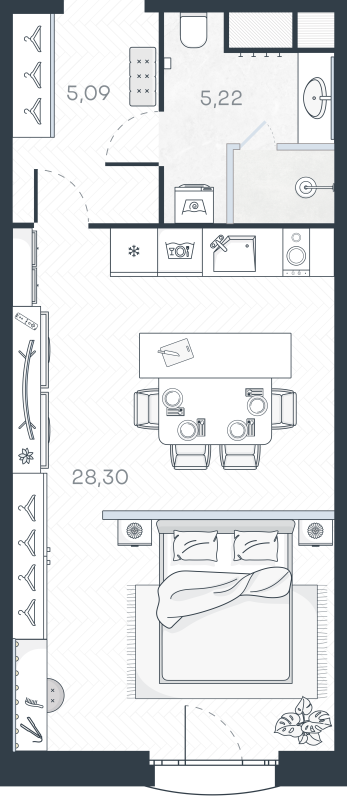 Студия 39,2 м²