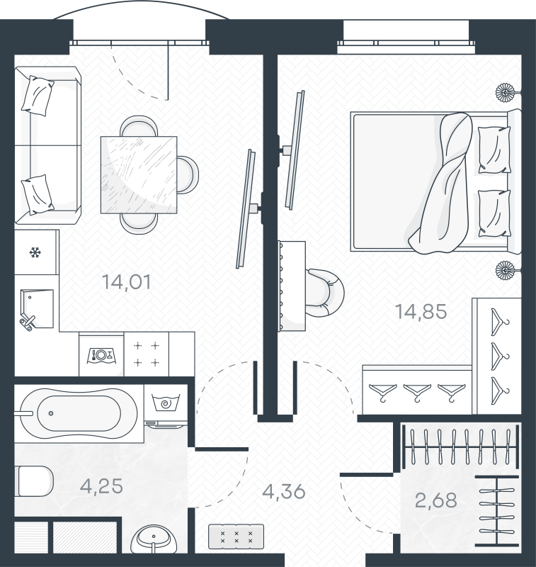 1 ккв 40,8 м²