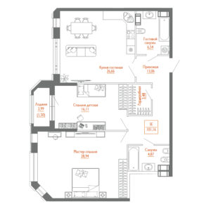 3 ккв (Евро) 99,9 м²