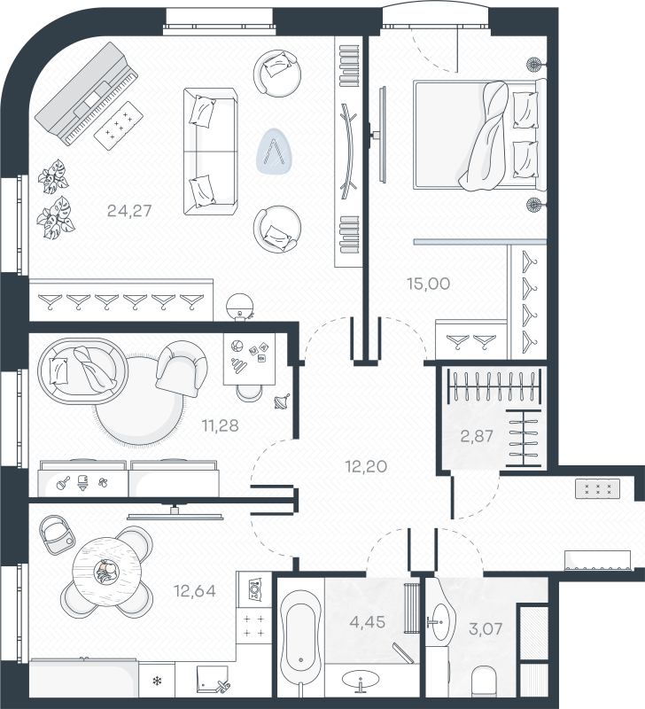 3 ккв 86,4 м²
