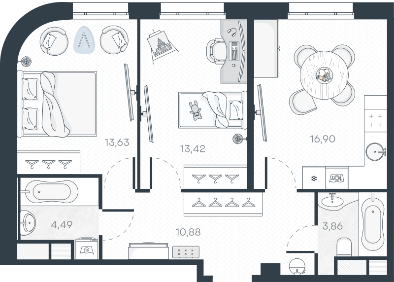 3 ккв (Евро) 63,2 м²
