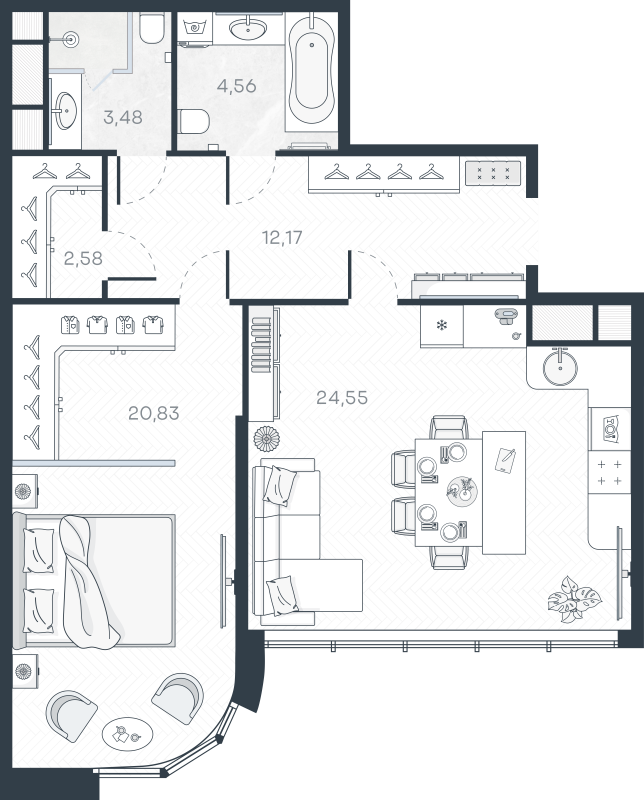 2 ккв (Евро) 68,2 м²