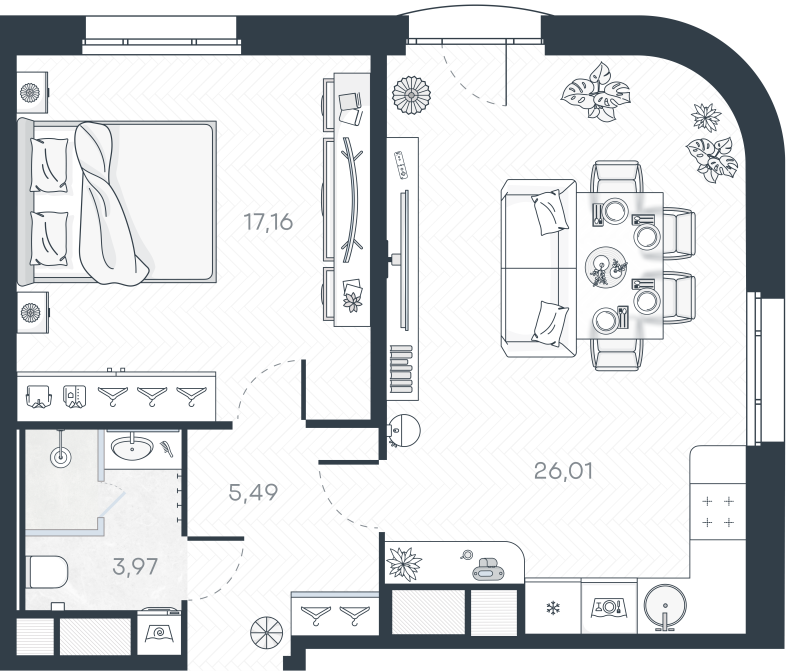 2 ккв (Евро) 53,2 м²