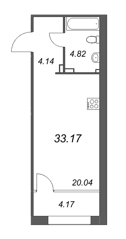 Студия 34,5 м²