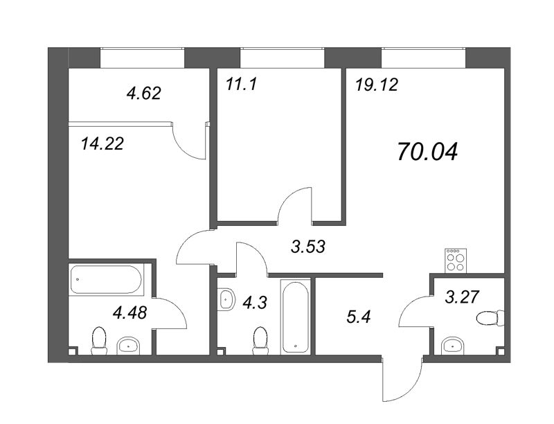 3 ккв (Евро) 71,7 м²