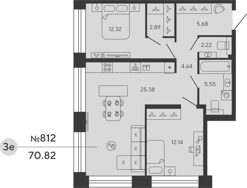 3 ккв (Евро) 70,8 м²