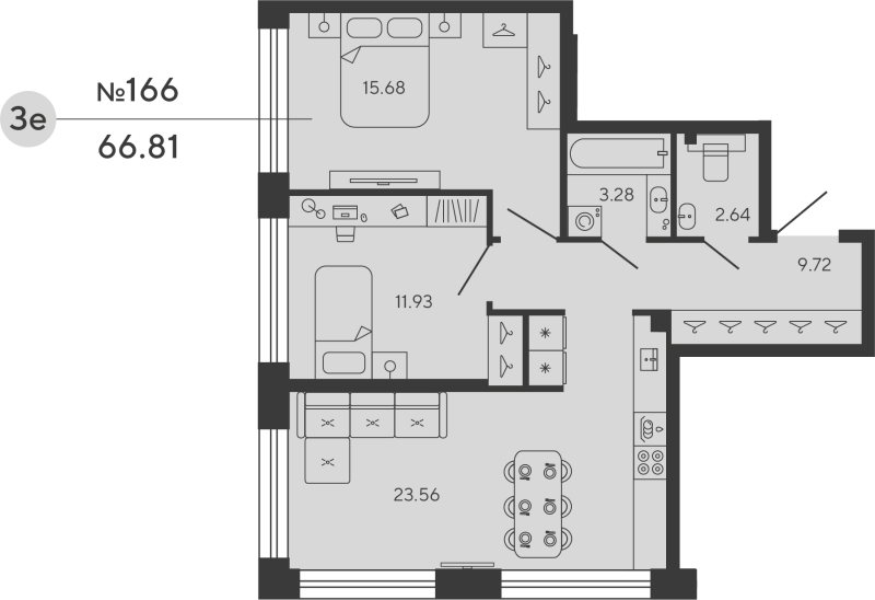 3 ккв (Евро) 66,8 м²