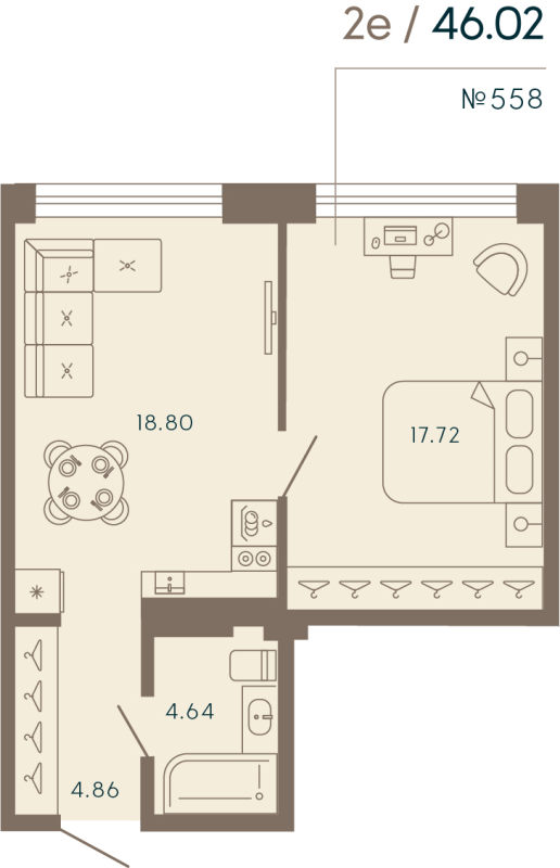 2 ккв (Евро) 46 м²