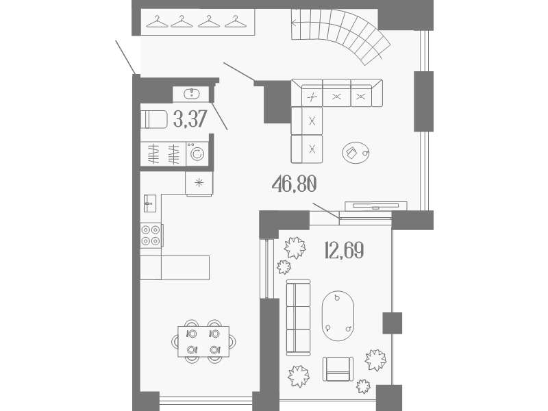 2 ккв (Евро) 83,1 м²