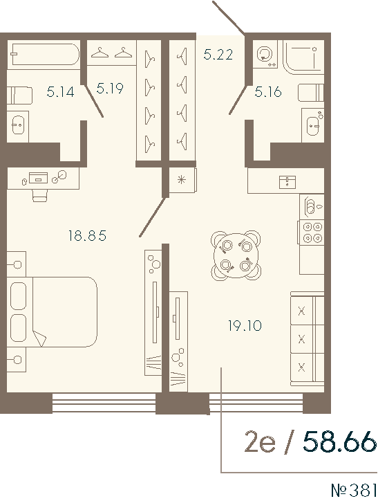 2 ккв (Евро) 58,7 м²
