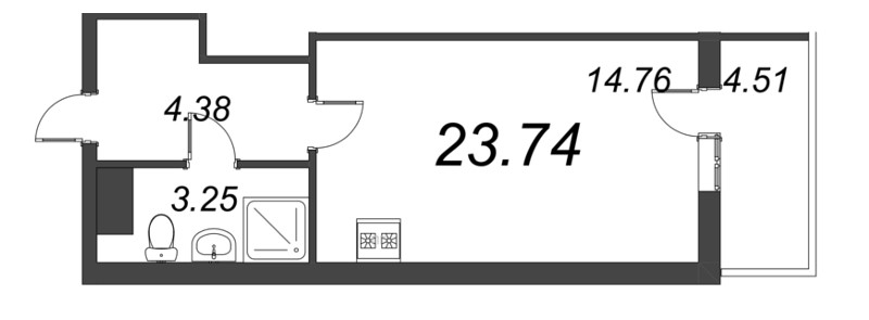 Студия 29 м²