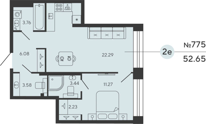 2 ккв (Евро) 51,7 м²
