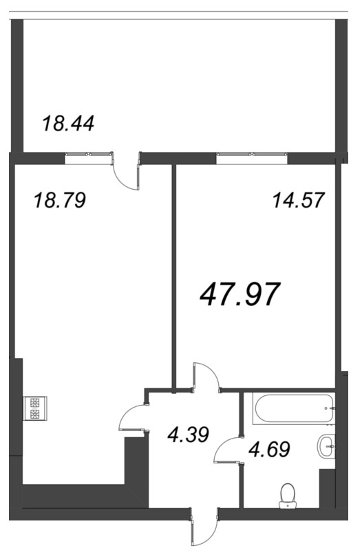 2 ккв (Евро) 48 м²