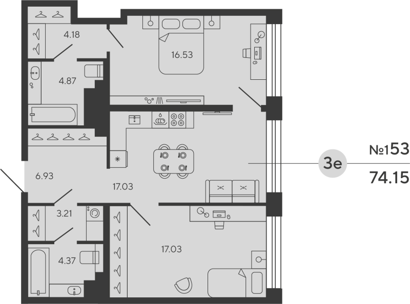 3 ккв (Евро) 74,2 м²