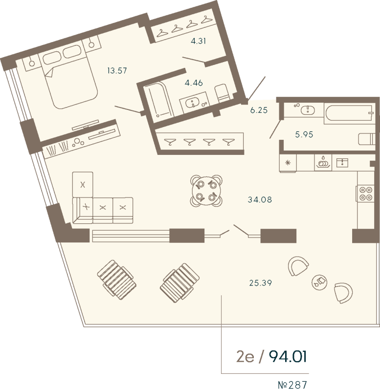 2 ккв (Евро) 94 м²