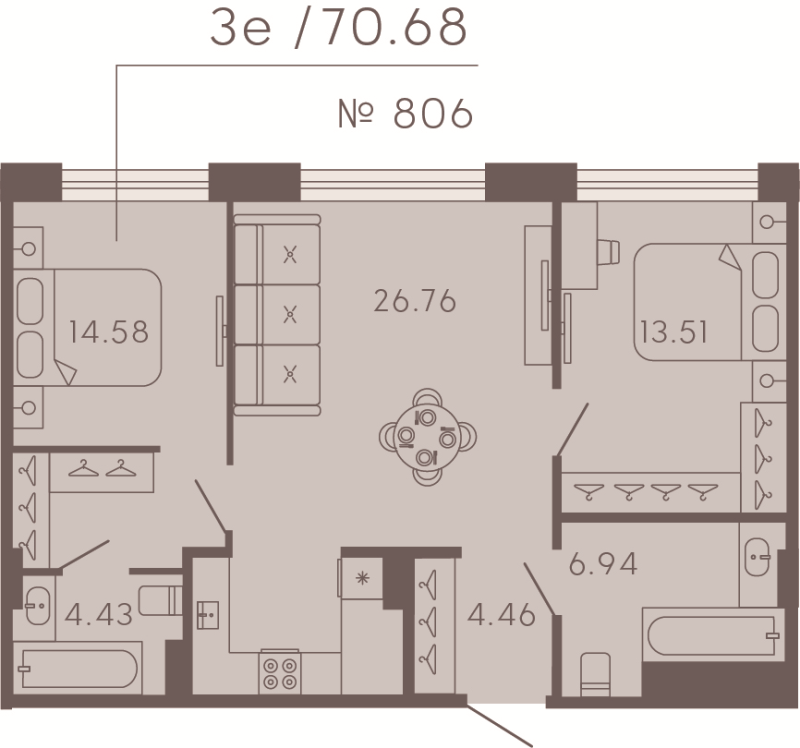 3 ккв (Евро) 70,7 м²