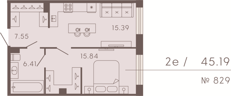 2 ккв (Евро) 45,2 м²