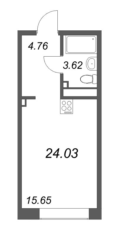 Студия 24,8 м²