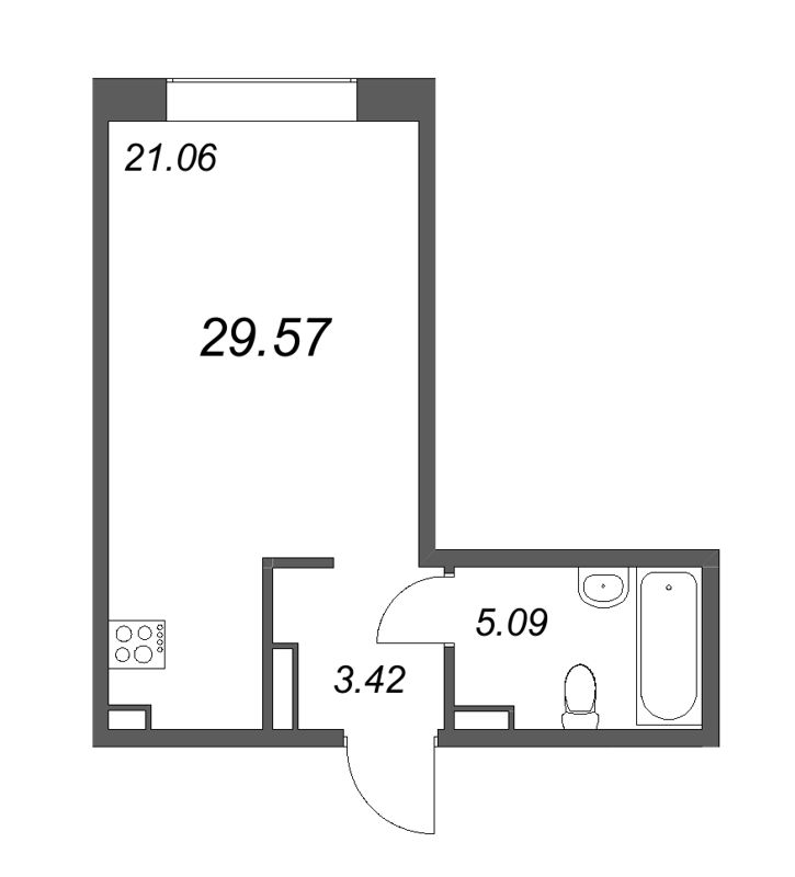 Студия 30,6 м²