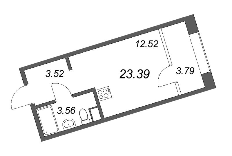 Студия 24 м²