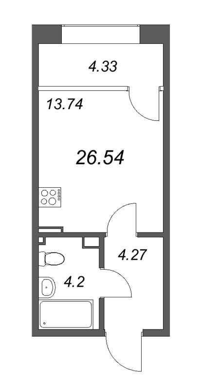 Студия 27,3 м²