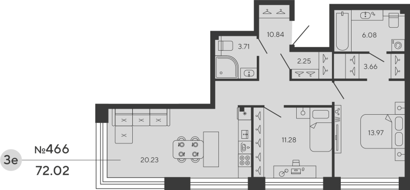3 ккв (Евро) 72 м²