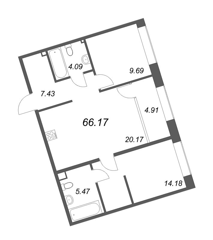 3 ккв (Евро) 67,9 м²