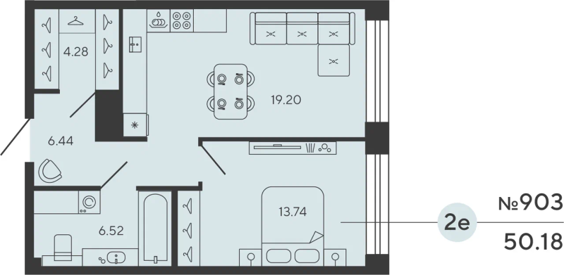 2 ккв (Евро) 50,2 м²