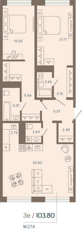 3 ккв (Евро) 103,8 м²
