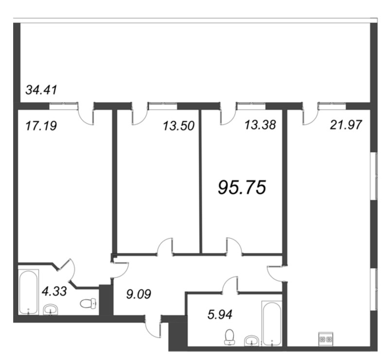 4 ккв (Евро) 95,8 м²