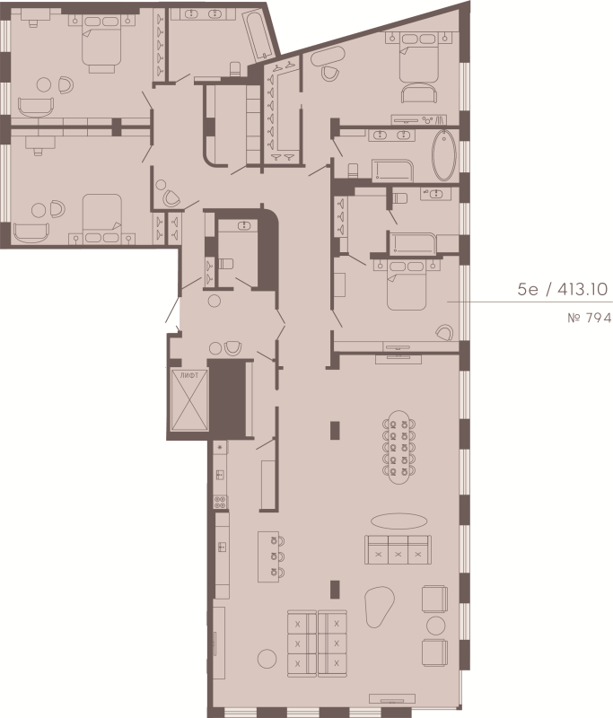 5 ккв (Евро) 413,1 м²