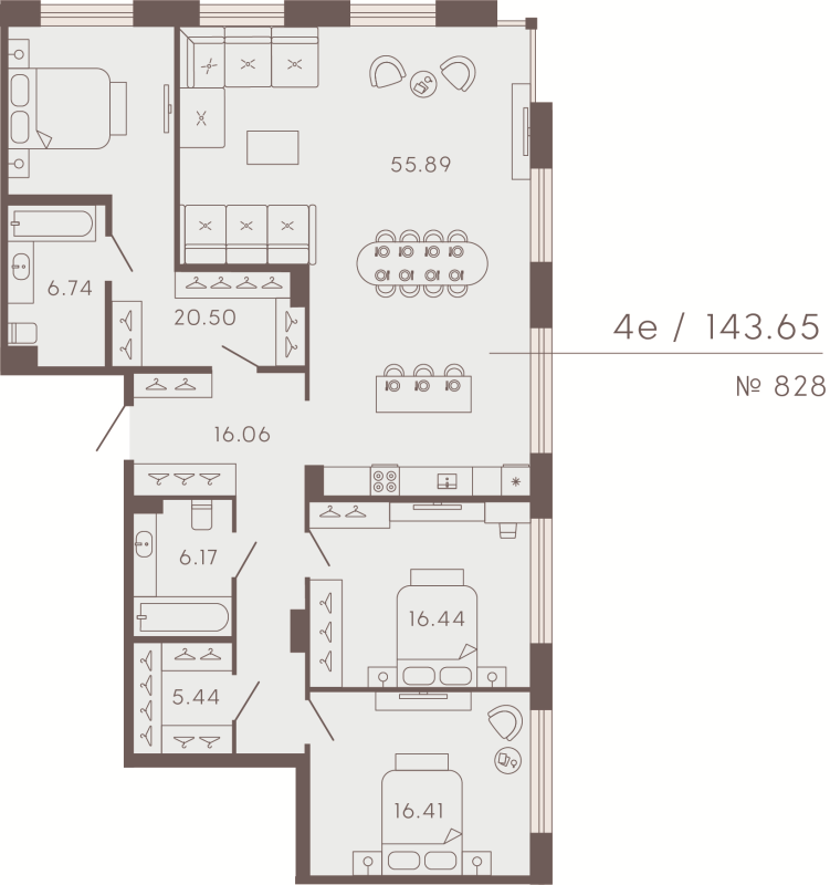 4 ккв (Евро) 143,7 м²