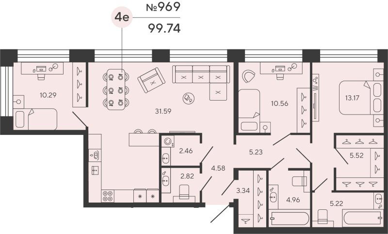 4 ккв (Евро) 99,7 м²