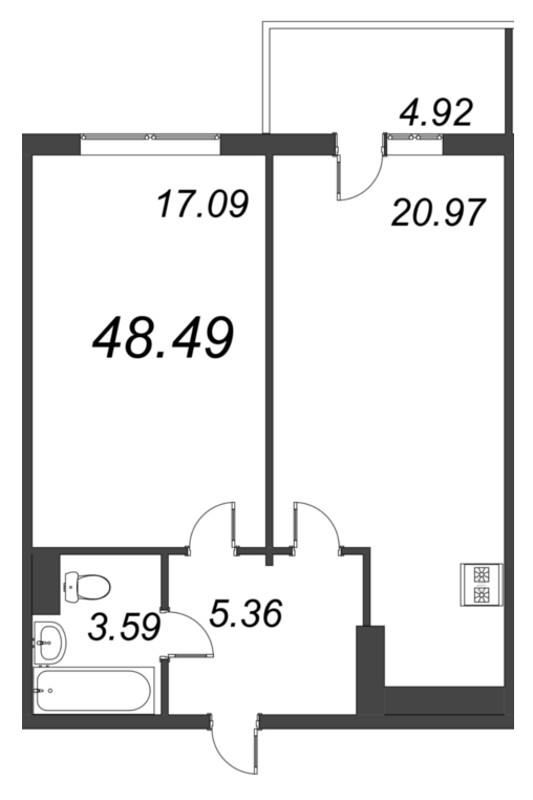 2 ккв (Евро) 48,5 м²