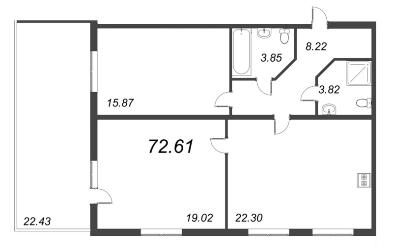 3 ккв (Евро) 79,6 м²