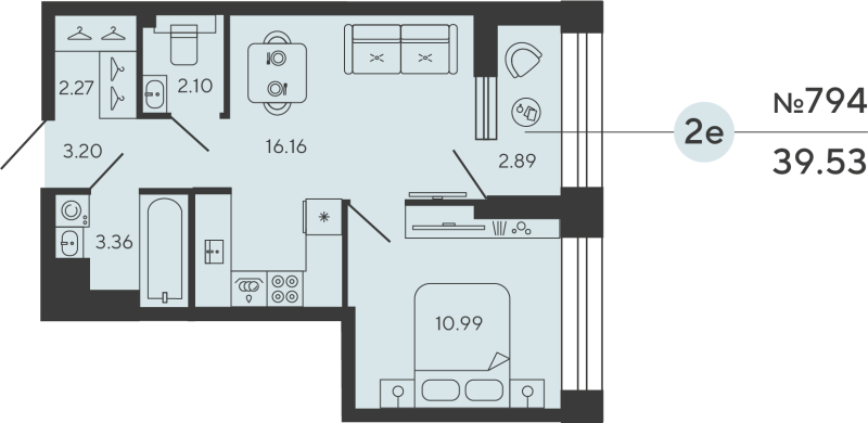 2 ккв (Евро) 39,5 м²