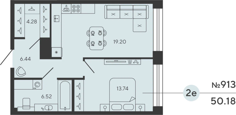 2 ккв (Евро) 50,2 м²