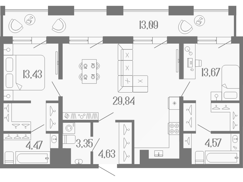 3 ккв (Евро) 81,5 м²