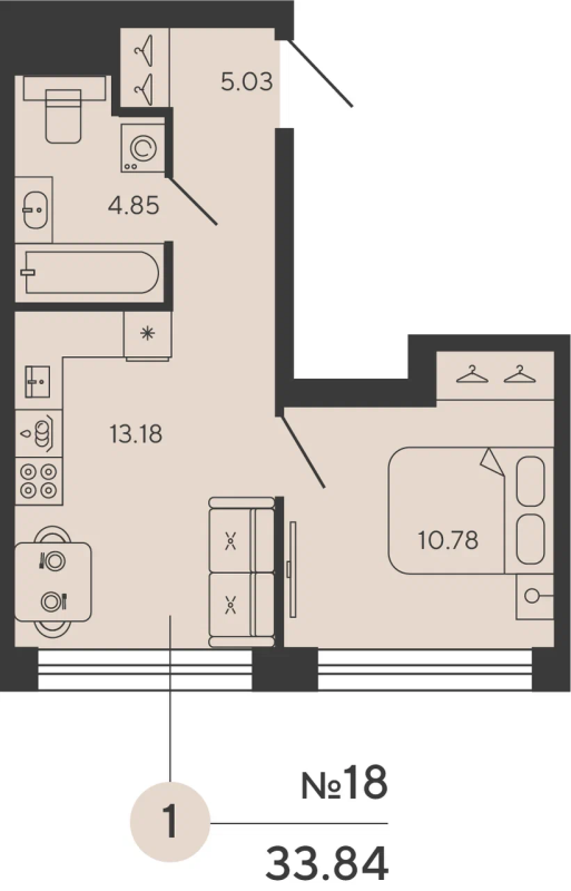 1 ккв 33,8 м²