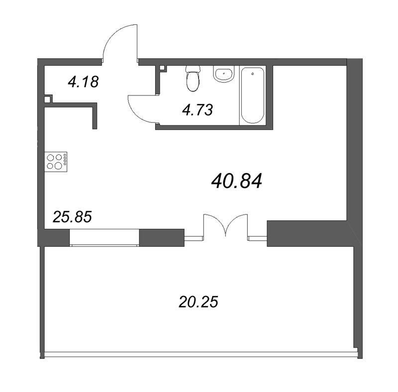 Студия 56,5 м²