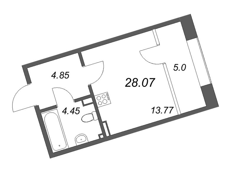 Студия 28,8 м²