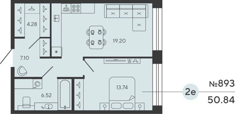 2 ккв (Евро) 50,8 м²