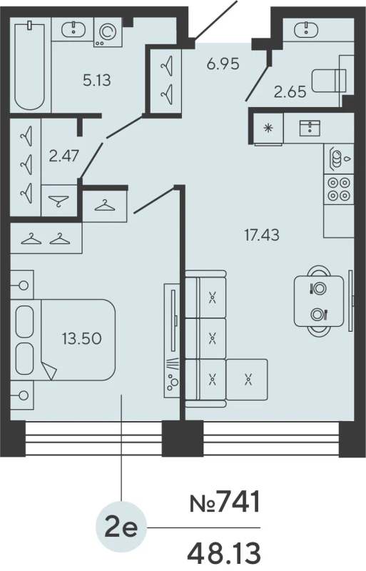 2 ккв (Евро) 48,1 м²
