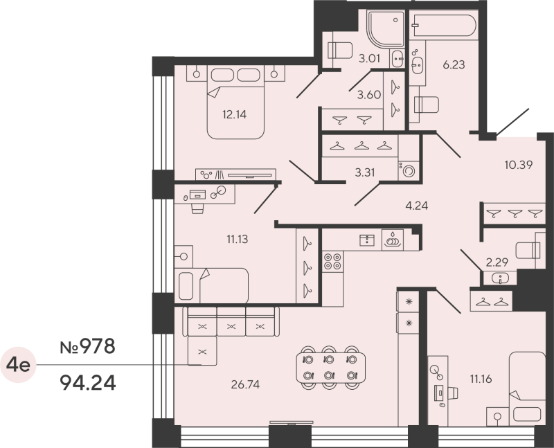 4 ккв (Евро) 94,2 м²