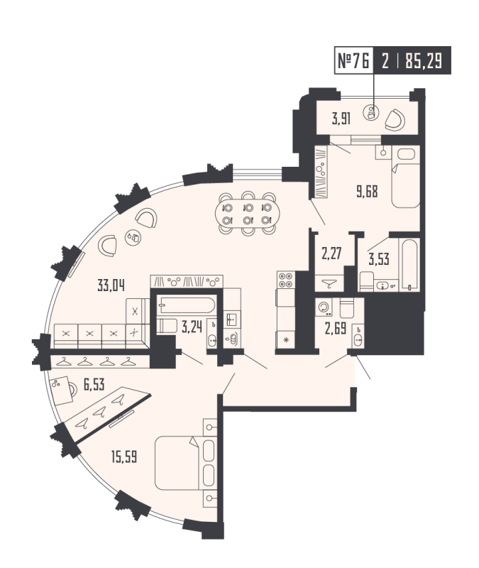 3 ккв (Евро) 85,3 м²