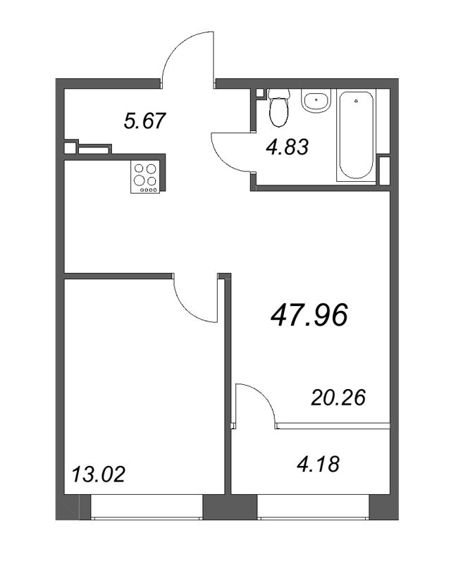2 ккв (Евро) 49 м²