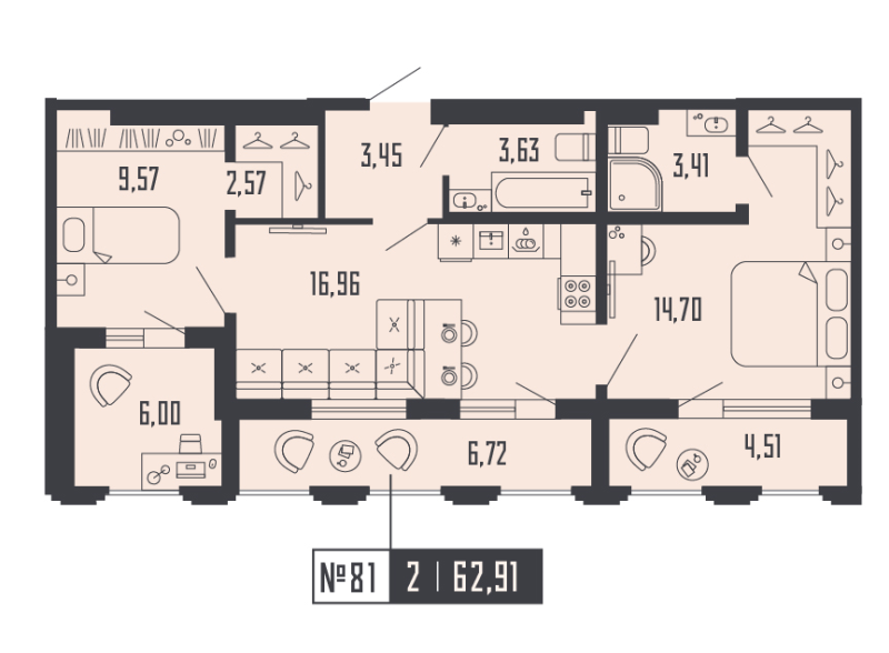 3 ккв (Евро) 62,9 м²